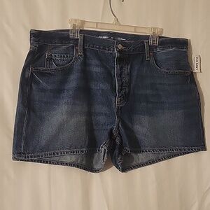 Women High-Rise Button-Fly Slouchy Straight Jean Shorts, Size: 18, NWT